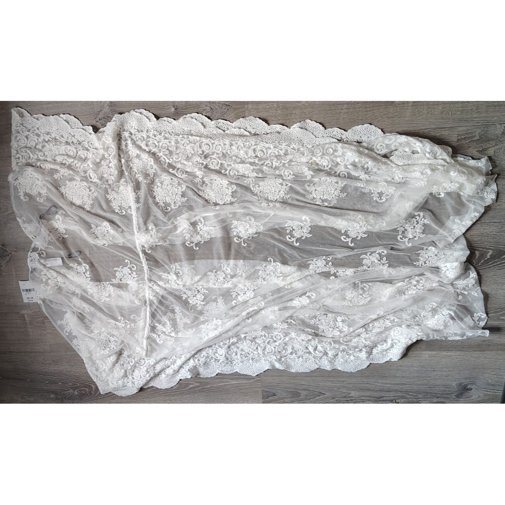 Forever 21 Sheer Ivory Lace Kimono Cover Beach Kaftan Maxi Tie Front‎ 2X/3X NEW - Picture 12 of 14